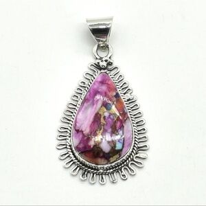 Silver Pink Spiney Turquoise Pendant
